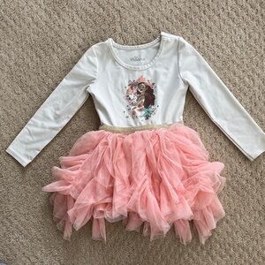 Disney Moana Girls White Top with Pink Tulle Skirt